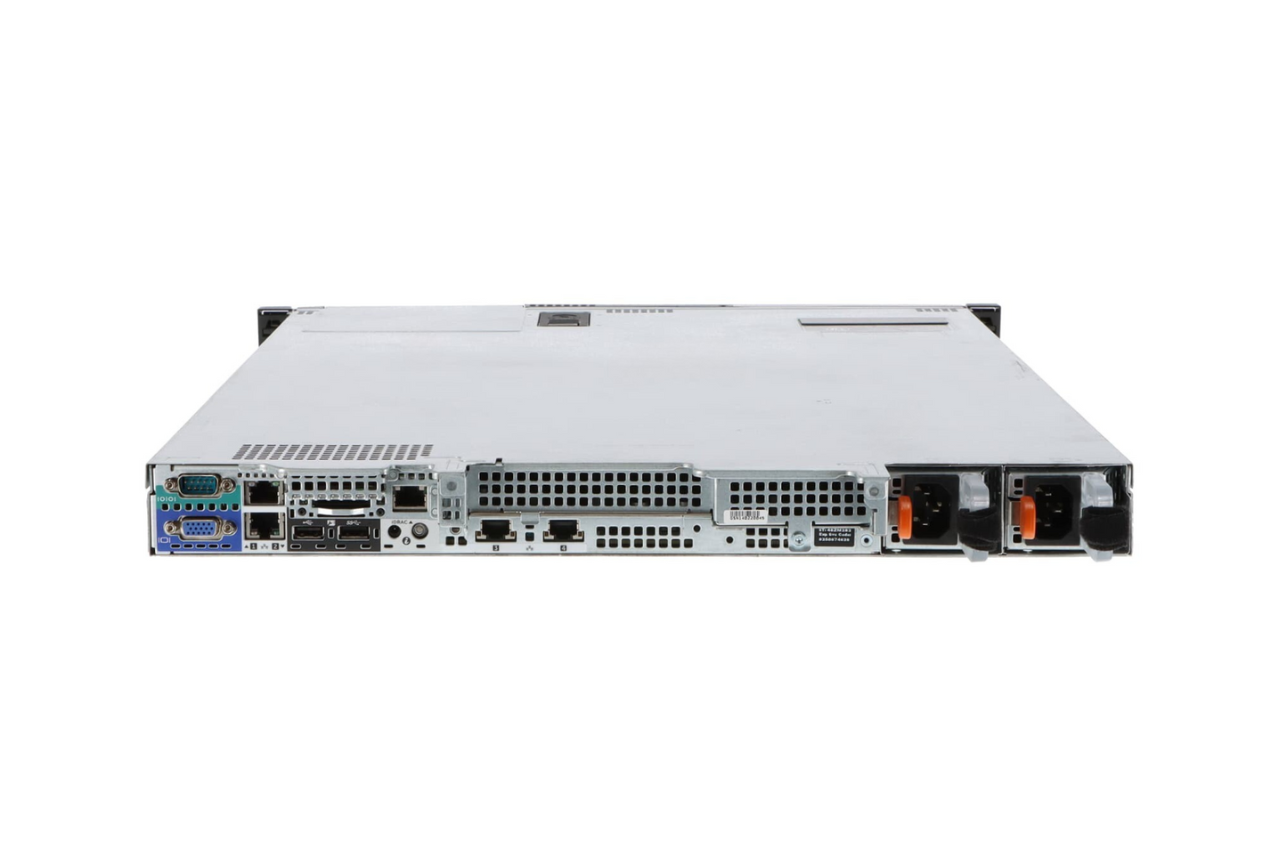 Refurbished Dell PowerEdge R430 4-Bay 3.5" cabled 1U server, rear panel
