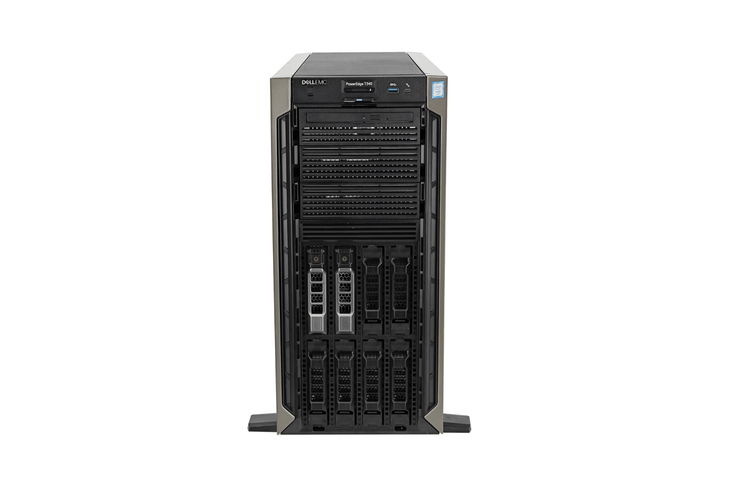 Refurbished Dell PowerEdge T340 8-Bay 3.5" tower server angled view