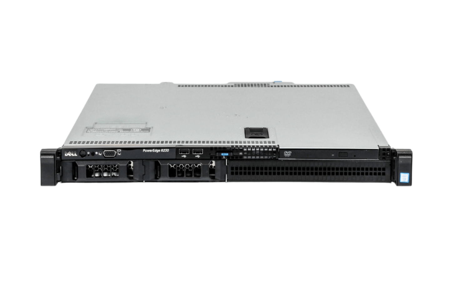 Refurbished Dell PowerEdge R230 2-Bay 3.5" cabled 1U server front view
