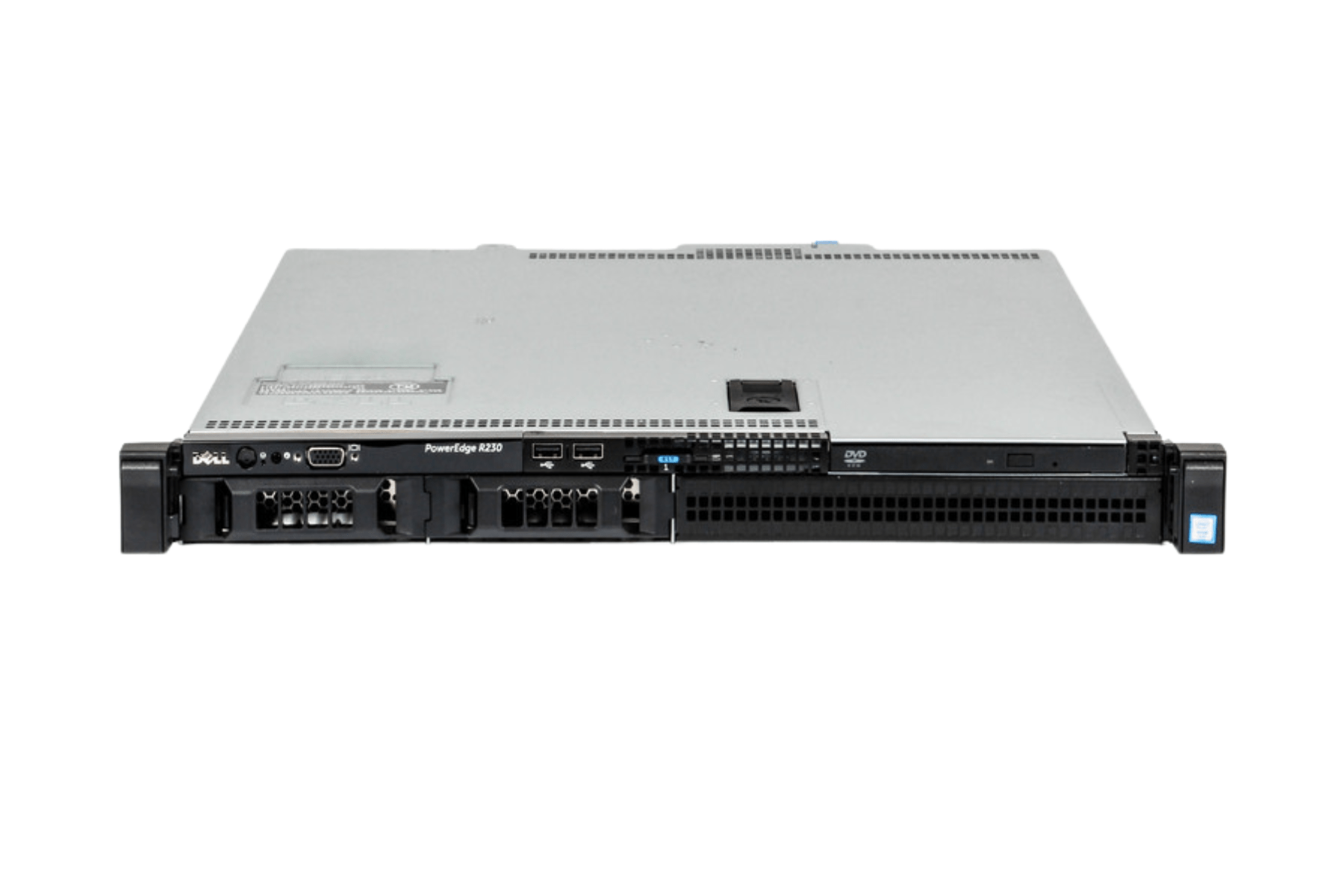 Refurbished Dell PowerEdge R230 2-Bay 3.5" cabled 1U server front view