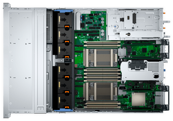 New Dell PowerEdge R760xs 8-Bay 2.5" 2U server top interior view